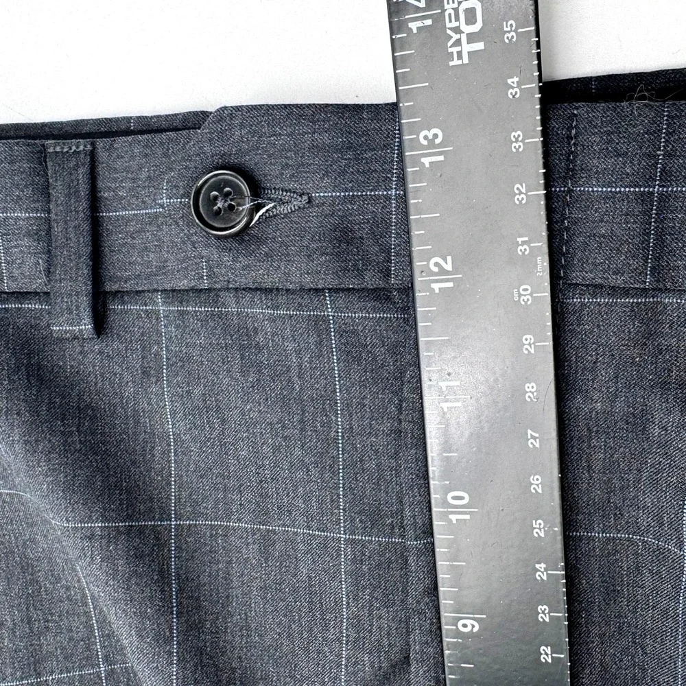 RALPH LAUREN Men's 56R Charcoal Grey Windowpane 2 Piece Wool Suit Blazer Pants